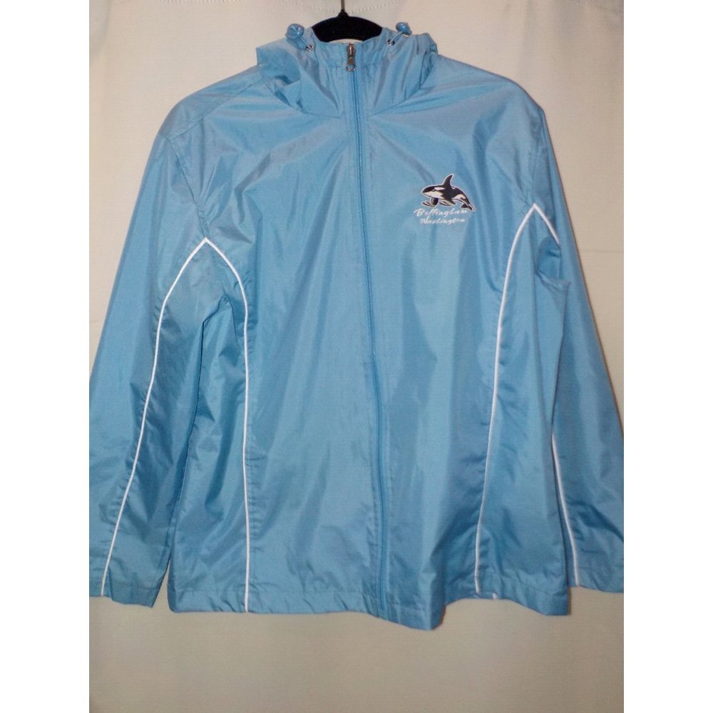 Polar Premier Coll. Waterproof Hooded Rain Jacket Sz Small Blue Bellingham Wash.